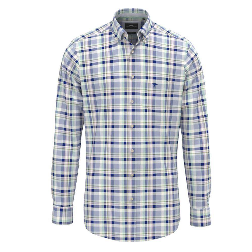 Fynch-Hatton Washed Oxford Check Button Down Shirt